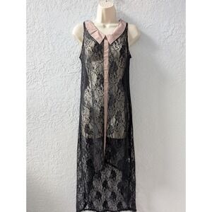 Hot & Delicious Lace High Low Tunic Women S Nylon Black Sheer Collar Gothcore